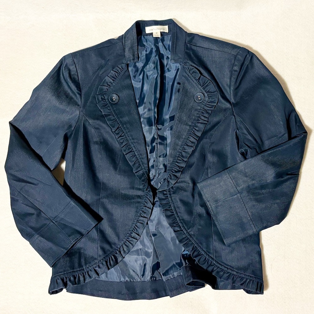 John Paul Richard Navy Blue Pantsuit Suit Set medium size 8 - Picture 3 of 11